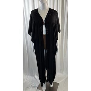 Boho Robe, Beach Cover up, Beach Robe, Black, Sz: OS, 83-15